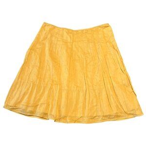 J.Crew Womens Pleated Mustard Yellow Cotton Skirt Size 4